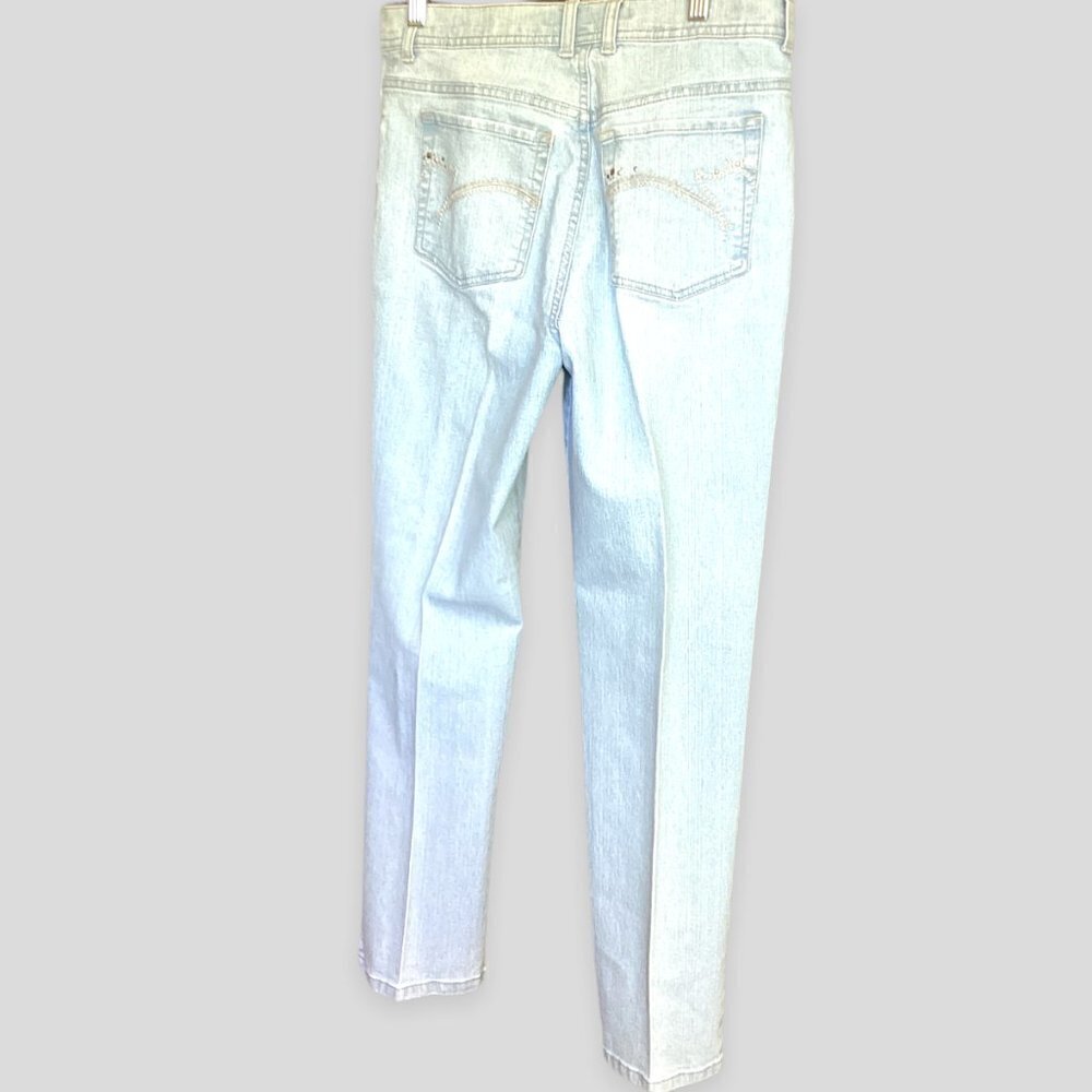 Gloria Vanderbilt Jeans Amanda Women's Sz 10 Short Light Wash Embellished Pocket - Picture 2 of 5